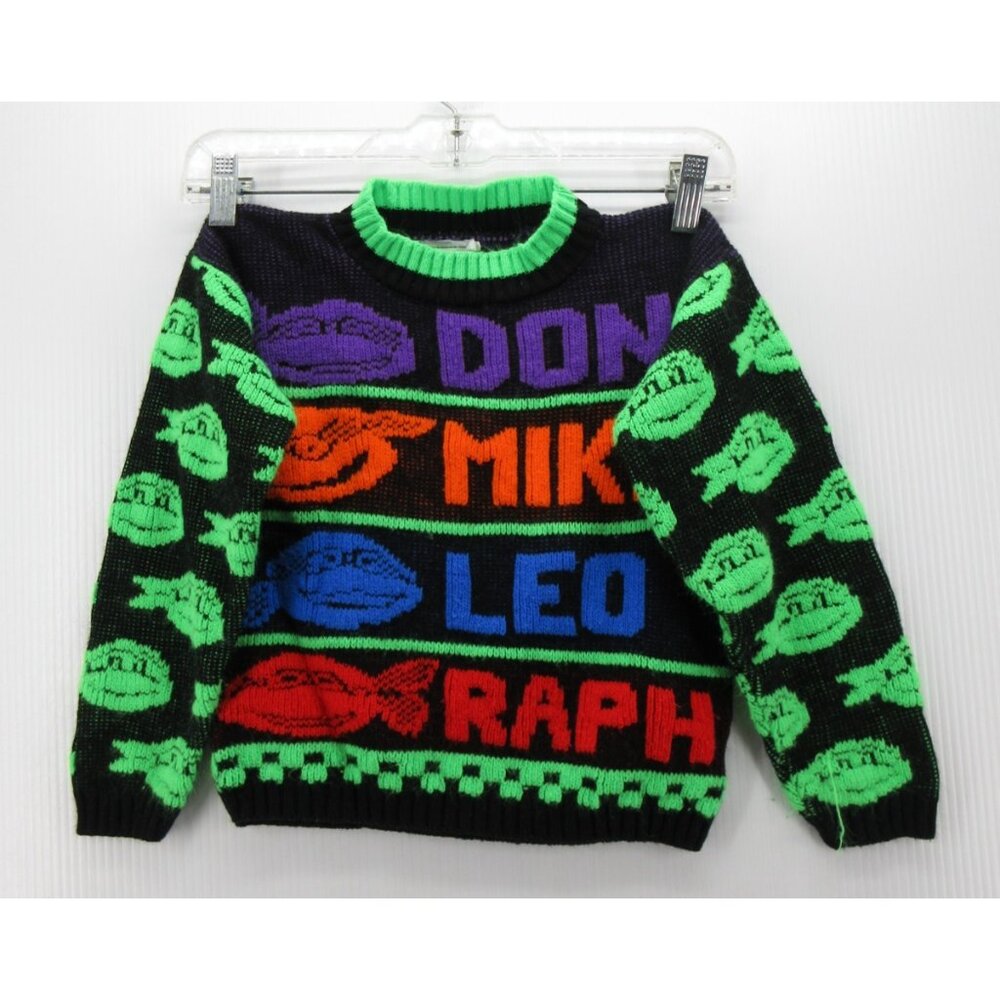 VINTAGE Teenage Mutant Ninja Turtles Sweater Boys Small Pullover AOP 90s